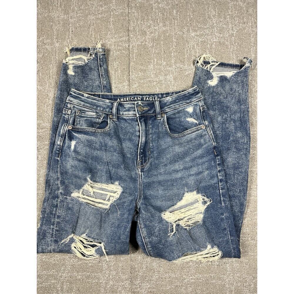 American Eagle Stretch Distressed Mom Jean Womens Size 4